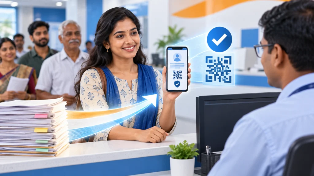 Indian citizen presenting a verified DigiLocker document on a phone