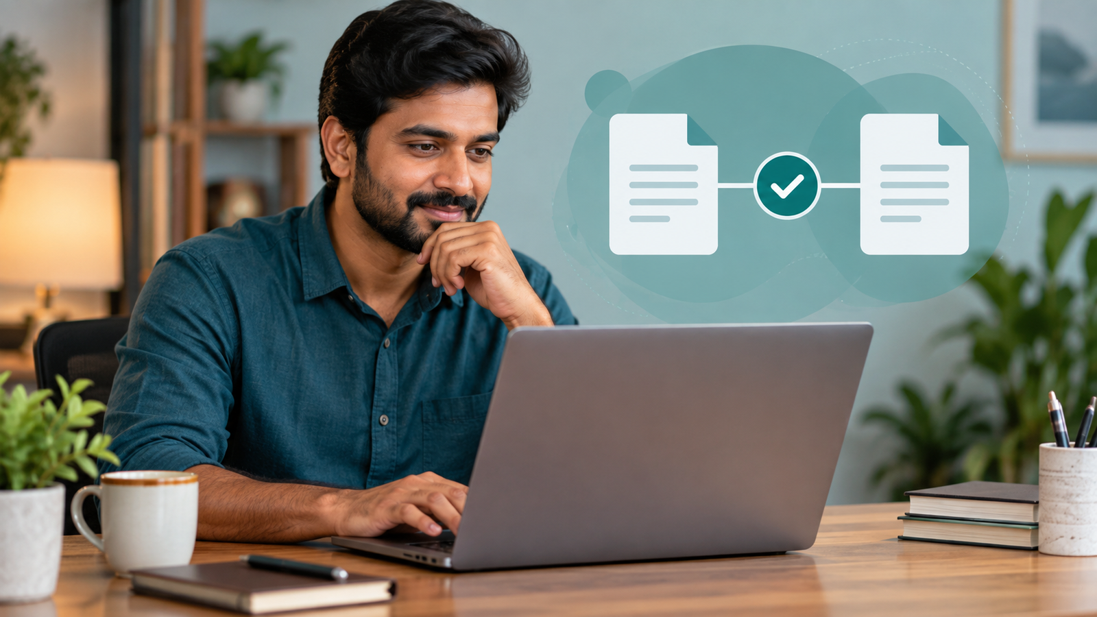 Indian taxpayer reviewing identity-linking status on a laptop