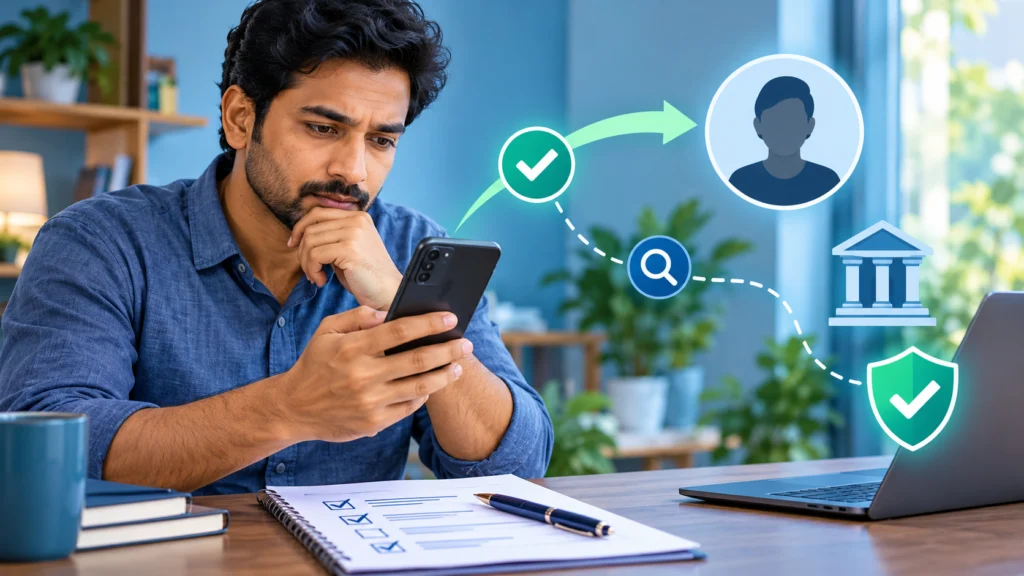 Person reviewing a completed UPI transfer and recovery checklist after selecting the wrong recipient